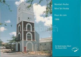 Aruba 1996. 5c - 5Fl (7xklf) forgalmi sor + "Aruba" zseton szettben, karton dísztokban T:UNC Aruba 1996. 5 Cents - 5 Florin (7xdiff) coin set + "Aruba" token in set, in cardboard case C:UNC