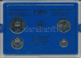 Svédország 1989. 10ö - 5K (4xklf) forgalmi sor műanyag tokban T:UNC Sweden 1989. 10 Öre - 5 Kronor (4xdiff) coin set in plastic case C:UNC