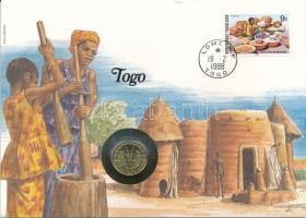 Togo 1987. 5Fr felbélyegzett borítékban, bélyegzéssel, német nyelvű leírással T:UNC Togo 1987. 5 Franc in envelope with stamp and cancellation, with German description C:UNC