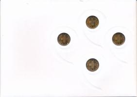 Svájc 1982. 1r bronz (4x), "Glücksrappen" érmés borítékban, bélyegzéses bélyeggel T:UNC,AU...