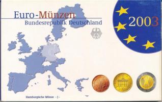 Németország 2003J 1c-2E (8xklf) forgalmi szett műanyag és papírtokban T:PP Germany 2003J 1 Cent - 2 Euro (8xdiff) coin set in plastic and paper case C:PP