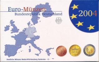Németország 2004G 1c-2E (8xklf) forgalmi szett műanyag és papírtokban T:PP Germany 2004G 1 Cent - 2 Euro (8xdiff) coin set in plastic and paper case C:PP