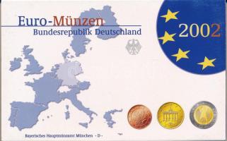 Németország 2002D 1c-2E (8xklf) forgalmi szett műanyag és papírtokban T:PP Germany 2002D 1 Cent - 2 Euro (8xdiff) coin set in plastic and paper case C:PP