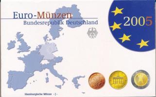 Németország 2005J 1c-2E (8xklf) forgalmi szett műanyag és papírtokban T:PP Germany 2005J 1 Cent - 2 Euro (8xdiff) coin set in plastic and paper case C:PP