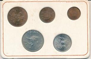 Nagy-Britannia 1968-1971. 1/2p-10p (5xklf) "Nagy-Britannia első decimális érméi" forgalmi összeállítás kartonlapon, leírással, eredeti műbőr tokban T:UNC,AU patina United Kingdom 1968-1971. 1/2 Penny - 10 Pence (5xdiff) "Britain's first Decimal Coins" coin set in cardboard with description, in original faux leather case C:UNC,AU patina