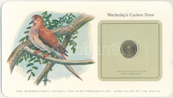 Új-Hebridák 1979. 2Fr Ni-sárgaréz karton díszlapon, rajta a "Mackinlay Kakukkgalamb" angol nyelvű leírásával T:AU New Hebrides 1979. 2 Francs Ni-Brass on cardboard sheet with the description of the "Mackinlay's Cuckoo Dove" C:AU Krause KM#5.2