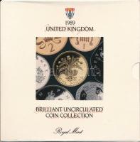 Nagy-Britannia 1989. 1p-1P (7xklf) forgalmi sor karton dísztokban T:BU Great Britain 1989. 1 Penny - 1 Pound (7xdiff) coin set in cardboard case C:BU
