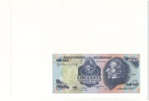Uruguay 1989. 50P borítékban, alkalmi bélyeggel és bélyegzéssel T:UNC
Uruguay 1989. 50 Pesos in env...