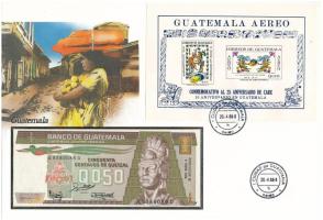 Guatemala 1988. 50c felbélyegzett borítékban, bélyegzéssel T:UNC Guatemala 1988. 50 Centavos in envelope with stamp and cancellation C:UNC