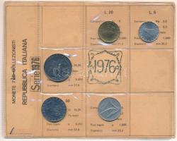 Olaszország 1976. 5L-100L (5xklf) forgalmi sor fóliatokban T:UNC Italy 1976. 5 Lire - 100 Lire (5xdiff) coin set in foil pack C:UNC