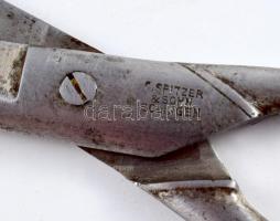 Solingen papírvágó olló + jelzetlen papírvágó kés, h: 31 cm alatt