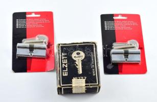 3 darab zár, kulccsal, tartozékkal, közte Elzett