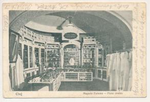 Kolozsvár, Cluj; Párisi áruház belső, férfi divat osztály / Magazin Parisien / shop interior, men's fashion department (szakadás / tear)