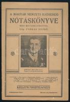 Farkas Dezső: A Magyar Nemzeti Hadsereg nótáskönyve. Négy kottamelléklettel. Bp., é.n. (cca 1920), ,,Magvető"-ny., 16 p. Benne: ,,A magyar nemzeti hadsereg toborzó dala."; ,,Horthy induló."; ,,Nem nem soha!" és más dalok; Horthy Miklós kormányzó kormányzó arcképével, valamint további, a Nemzeti Hadsereghez fűződő, illetve irredenta illusztrációkkal. Kiadói tűzött papírkötés, helyenként apró lapszéli sérülésekkel. Ritka!