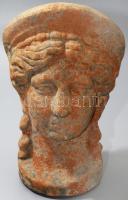 Kariatida fej kerámia asztaldísz, m: 17,5 cm