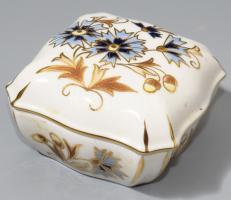 Zsolnay búzavirág mintás bonbonier, jelzett, hibátlan, 7,5x7,5 cm