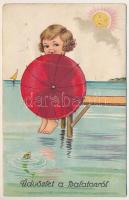 Badacsony, Üdvözlet a Balatonról! kihajtható napernyős leporellólap (üres)