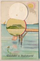 Badacsony, Üdvözlet a Balatonról! kihajtható napernyős leporellólap (üres)