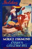 Móricz Zsigmond: Boldog világ. - - összes állatmeséi. Bp., 1945, ,,Móricz Zsigmond" Móricz Erzsébet Könyvkiadó Vállalat. A borító Illés Árpád, az illusztrációk Endrédy György munkái. Kiadói félvászon-kötés, sérült, a könyvtesttől különvált borítóval, kijáró elülső szennylappal, helyenként sérült, a fűzéstől elváló lapokkal.