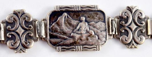 David Andersen Company, Willy Winnaess designer: Ezüst (Ag) sport karkötő, elemein különböző sportok...