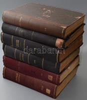 1923 - 1928 Belügyi Közlöny 5 kötete:  1923 XXVIII. évf. 1-25. sz., XLII+1036 p.;  1924 XXIX. évf. 1-26. sz., XLIV+679 p.;  1925 XXX. évf. I-II. félév. 1-28, 29-57. sz., XXVI+613 p.; XLIV+615-1210+64 p.  1926 XXXI. évf. 1-55. sz., XXXVI+944 p.;  1928 XXXIII. évf. 1-55. sz., XLIV+1062 p. Bp., 1923-1928., Pesti Könyvnyomda Rt. - Fővárosi Nyomda. Félvászon-kötésekben, kopott borítókkal, közte sérült gerinccel is, részben foltos lapokkal, bélyegzésekkel, bejelölésekkel.