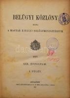 1923 - 1928 Belügyi Közlöny 5 kötete: 
1923 XXVIII. évf. 1-25. sz., XLII+1036 p.; 
1924 XXIX. évf....