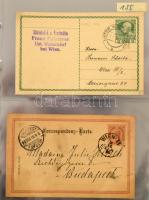 180 férőhelyes levél / képeslap berakó fekete gyűrűs borítóval, benne néhány régi külföldi küldemény