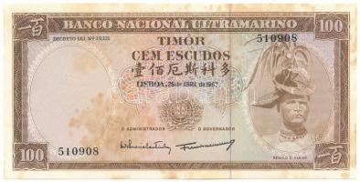 Timor / Portugál Közigazgatás 1963. 100Esc "510908" T:AU, folt Timor / Portugese Colony 1963. 100 Escudos "510908" C:AU, spot Krause P#28