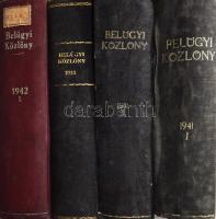 1930 - 1942 Belügyi Közlöny 7 kötete:
1930 XXXV. évf. 1-58. sz. XXXVI+1096 p.
1933 XXXVIII. évf. 1...
