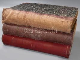 1917 Belügyi Közlöny 2 kötete: 1917. XXII. évf., I. félév., 1-29. sz., XVIII+923 p.; 1917. XXII. évf., II. félév., 30-59. sz., XLIV+925-1892 p.; 1918 XXIII. évf. II. félév, 34-57. sz., 945-1920 p. Bp., 1917-1918,Pesti Könyvnyomda. Átkötött félvászon-kötés, kopott borítókkal, sérült, javított kötésekkel (1917 I. félév., 1918 II. félév), névbejegyzésekkel és bélyegzésekkel, foltos lapokkal.