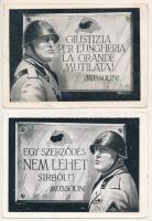 Mussolini - 2 db RÉGI propaganda képeslap, kiadja a Magyar Nemzeti Szövetség / 2 pre-1945 Hungarian propaganda postcards s: Köves