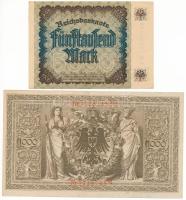 Német Birodalom 1910. 1000M piros pecséttel, hétjegyű sorszámmal "7228745M" + Németország ...