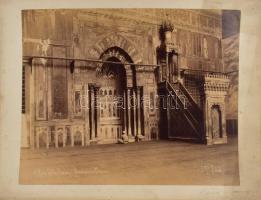 cca 1890-1900 Jean Pascal Sébah (1872-1947): Egyiptom, Kairó, Hasszán szultán mecset, nagyméretű fotó kartonon, 21,5x27 cm // cca 1890-1900 Jean Pascal Sébah (1872-1947): Egypt, Cairo, Mosque-Madrasa of Sultan Hasan, large-size photo on cardboard, 21.5x27 cm