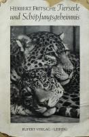 Fritsche,Herbert: Tierseele und Schöpfungsgeheimnis. [Az állati lélek és a teremtés misztériuma.] Leipzig, 1940., Rupert-Verlag. Német nyelven. Fekete-fehér fotókkal illusztrált. Herbert Fritsche (1911-1960) német, homeopátia és ezotéria területén alkotó német író. Kiadói papírkötés, sérült hiányos borítóval.