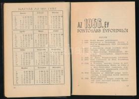 1956 Tiszti zsebnaptár. Benne: Katonai eskü szövege; Az 1956. év fontosabb évfordulói; Fontosabb pár...
