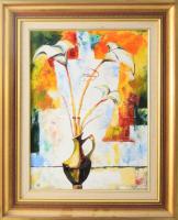 Manajló János (1942-2010): Csendélet, olaj, vászon, jelzett, fakeretben, 40×30 cm