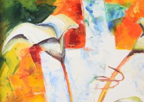 Manajló János (1942-2010): Csendélet, olaj, vászon, jelzett, fakeretben, 40×30 cm