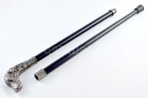 Fém sétabot, kutyafej markolattal, középen szétcsavarható, hibátlan, h: 93 cm