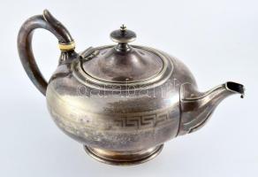 Lackner ezüstözött teás kanna, jelzett, sérült, 28x14 cm