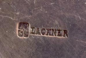 Lackner ezüstözött teás kanna, jelzett, sérült, 28x14 cm