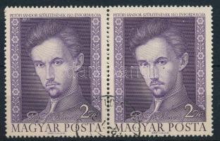 1972 Petőfi Sándor IV. 2Ft pár, az egyik bélyegen a szem alatt pont lemezhiba