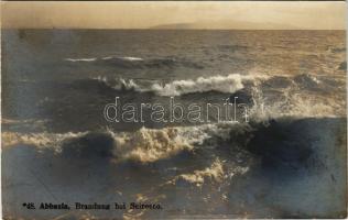 Abbazia, Opatija; Brandung bei Scirocco. Kunstverlag Erich Bährendt / sirokkó, hullámok / waves, sea. photo (EK)