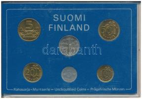 Finnország 1980. 5p-5M (6xklf) forgalmi sor műanyag tokban T:UNC Finland 1980. 5 Pennia - 5 Markkaa (6xdiff) coin set in plastic case C:UNC