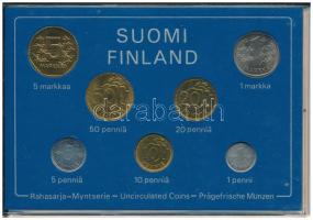 Finnország 1978. 1p-5M (7xklf) forgalmi sor műanyag tokban T:UNC Finland 1978. 1 Penni - 5 Markkaa (7xdiff) coin set in plastic case C:UNC