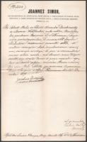 1870-1876 Simor József esztergomi érsek fejléces levélpapírján Durguth József (1790-1872), Márkus Gyula (1825-1893) püspök, Szabó József érseki titkár és Szilágyi Ferenc titkár aláírása