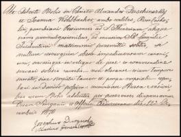 1870-1876 Simor József esztergomi érsek fejléces levélpapírján Durguth József (1790-1872), Márkus Gy...