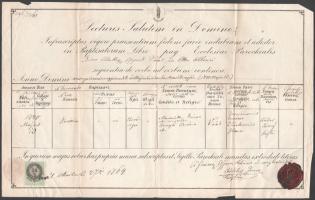 1858, 1865, 1869 3 db pecsétes anyakönyv