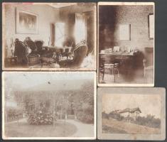 Jobaházi Dőry Pál (1853-1926), Békés vármegye főispánjának gyulai házáról készült 4 db keményhátú fotó, foltokkal, 10×13 és 13×18 cm közötti méretekben