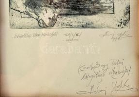 Lévai Ádám (1967-): Üdvözlőlap New Marketből (lovak), 1991. Rézkarc, papír, jelzett. Művészpéldány E...