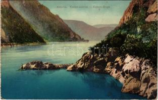 1912 Orsova, Alduna, Kazán-szoros, képeslapfüzetből. M. G. / Kasanpartie / Cazane / gorge, road, from a postcard booklet (ragasztónyom / glue mark)